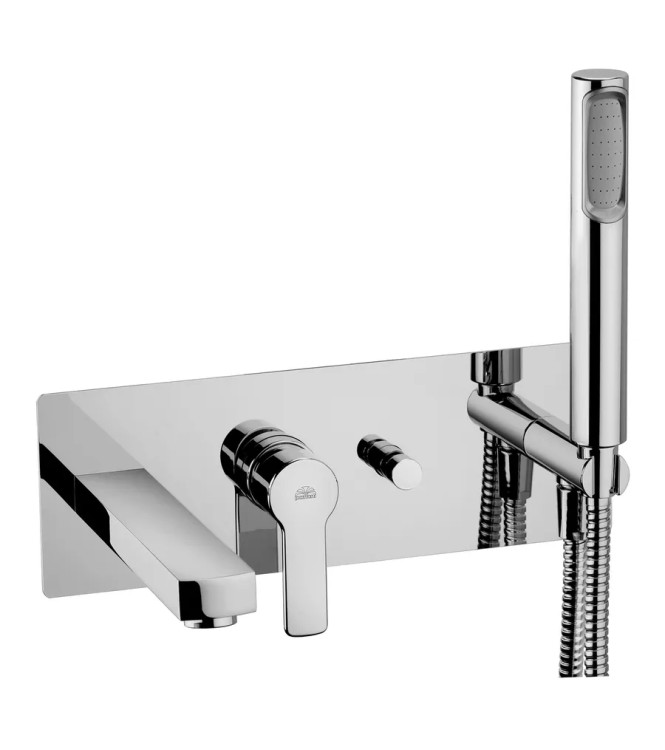 EXTENDED WASHBASIN AND BIDET MIXER SET WITH CHROME BATH MOUNTING -  RED BY PAFFONI - RED-8C