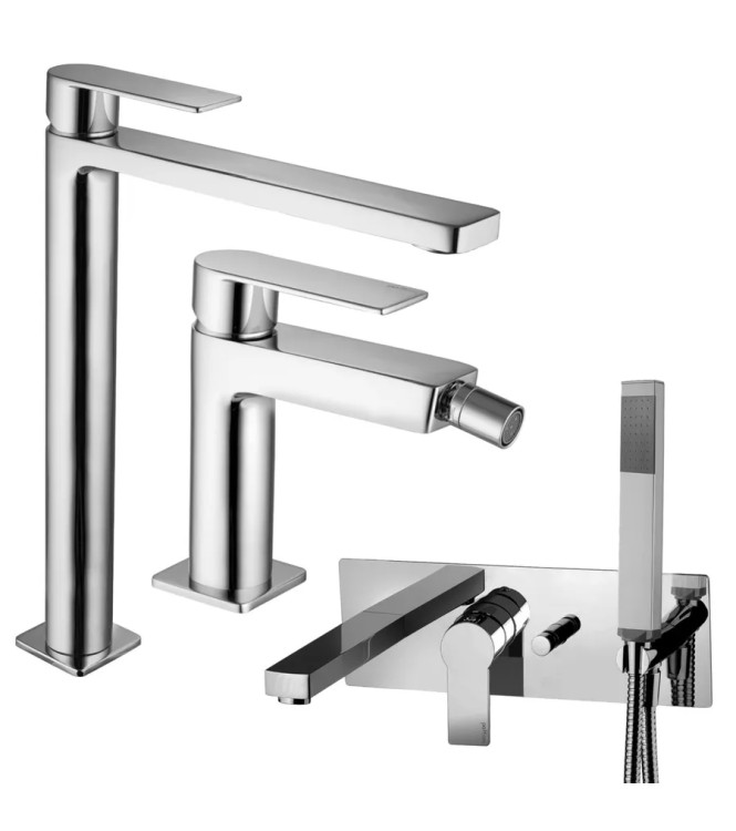 EXTENDED WASHBASIN AND BIDET MIXER SET WITH CHROME-PLATED BUILT-IN BATH -  TANGO BY PAFFONI - TA-8C