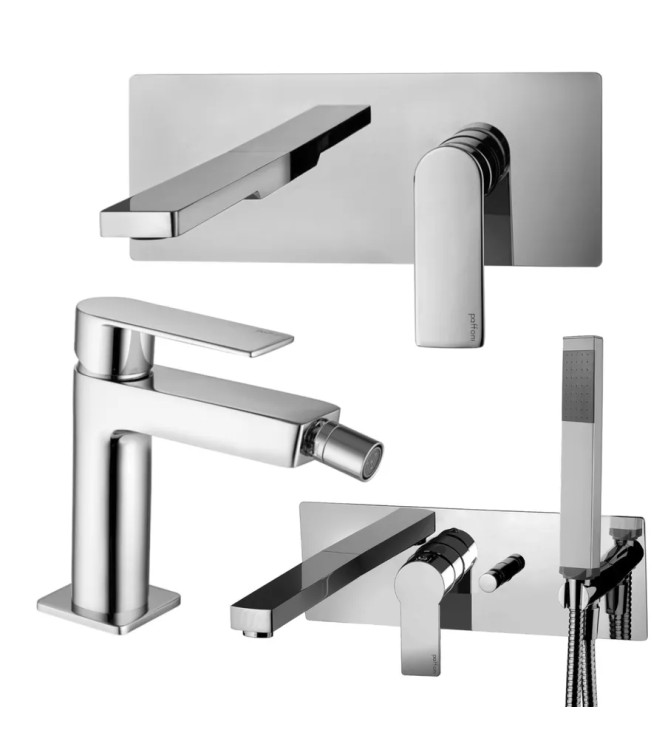 SET MISCELATORE LAVABO BOCCA 15 CM + BIDET ED INCASSO VASCA CROMATO - TANGO DI PAFFONI - TA-4C