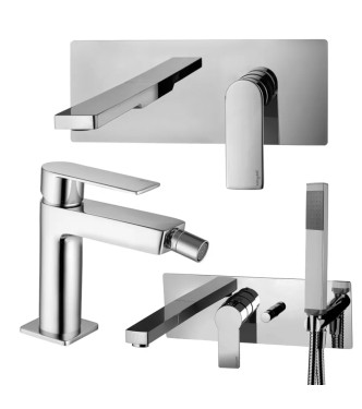 SET MISCELATORE LAVABO BOCCA 20 CM + BIDET ED INCASSO VASCA CROMATO - TANGO DI PAFFONI - TA-5C