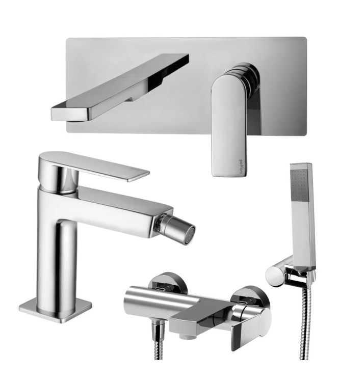 SET MISCELATORE LAVABO BOCCA 24 CM + BIDET ED ESTERNO VASCA CROMATO - TANGO DI PAFFONI - TA-63C