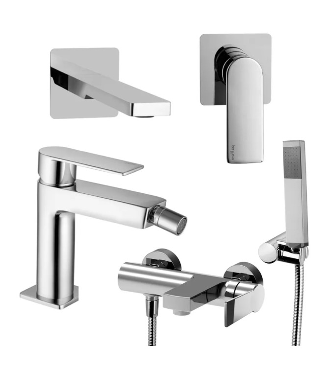 SET MISCELATORE INCASSO LAVABO 24 CM + BIDET ED ESTERNO VASCA CROMATO - TANGO DI PAFFONI - TA-93C