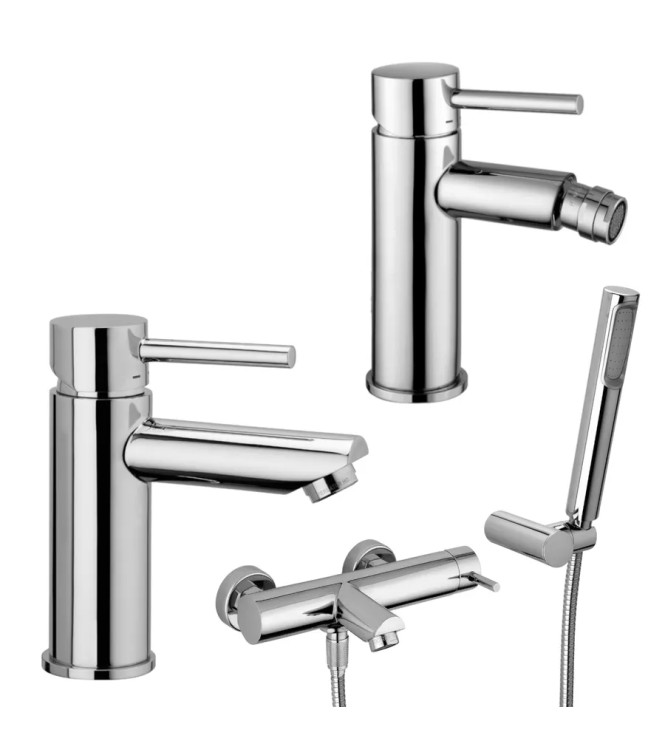 SET MISCELATORE LAVABO E BIDET + ESTERNO VASCA CROMATO - STICK DI PAFFONI - SK-73C