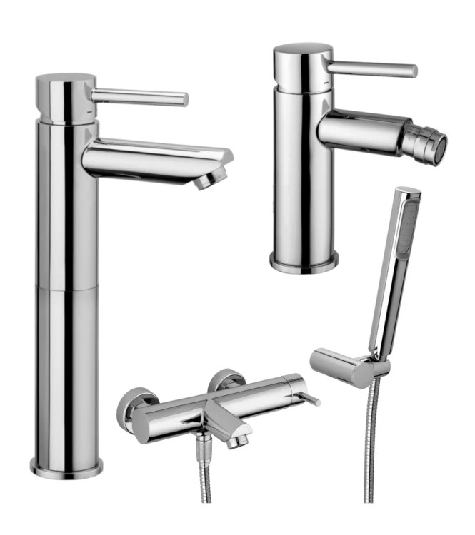 EXTENDED WASHBASIN AND BIDET MIXER SET WITH CHROME EXTERNAL BATHTUB - STICK BY PAFFONI - SK-83C