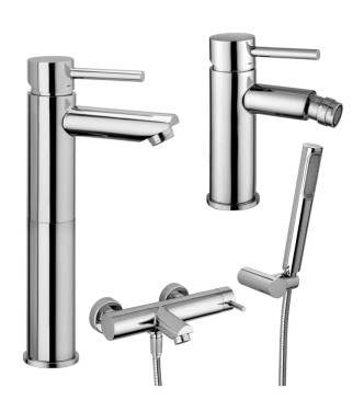 SET MISCELATORE LAVABO PROLUNGATO + BIDET + ESTERNO VASCA CROMATO - STICK DI PAFFONI - SK-83C
