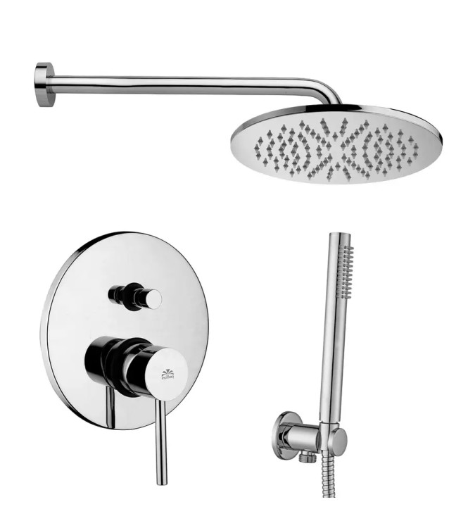 PAFFONI STICK SHOWER SET WITH ARM, SHOWER HEAD, HAND SHOWER AND MIXER WITH DIVERTER - STICKDC