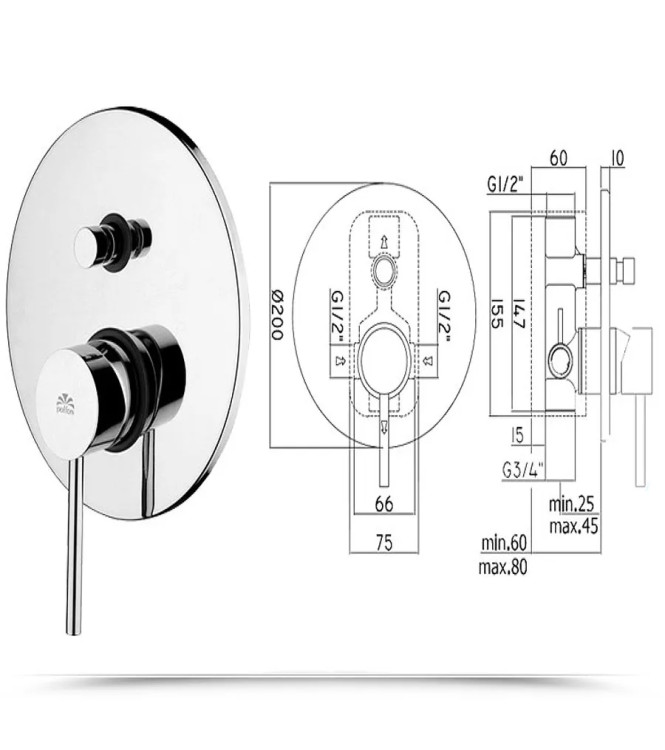SET DOCCIA STICK DI PAFFONI CON MISCELATORE DOCCIA CON DEVIATORE + BRACCIO 40 CM + SOFFIONE + DOCCETTA - STICKDOCCIA