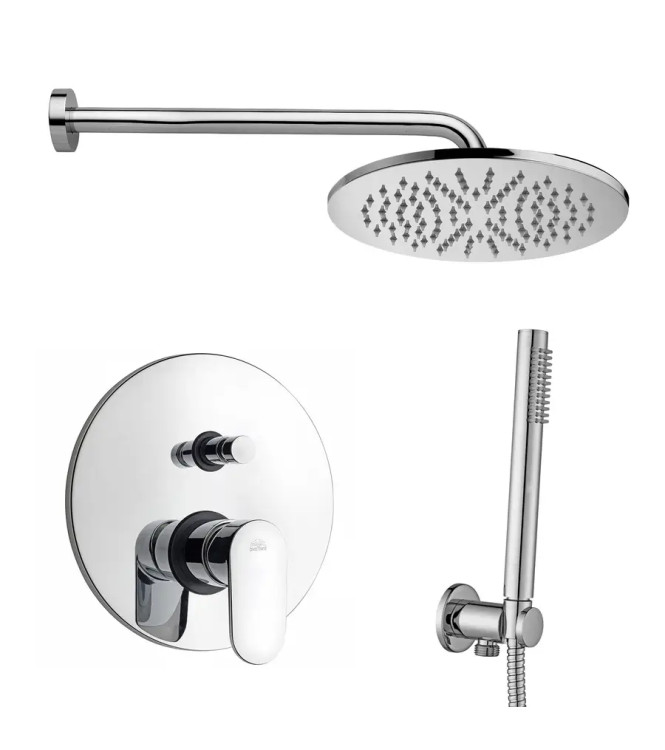 PAFFONI CANDY SHOWER COMPOSITION WITH SHOWER HEAD ARM, HAND SHOWER, AND MIXER WITH DIVERTER - CANDYDC