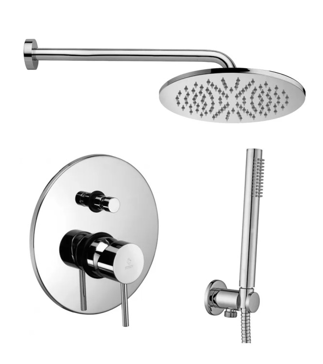 PAFFONI LIGHT SHOWER SET WITH HAND SHOWER ARM AND MIXER WITH DIVERTER - LIGHTDC