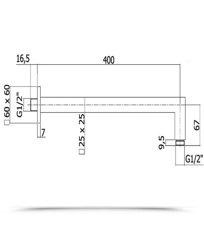 BRACCIO DOCCIA QUADRO LUNGHEZZA 400 MM PAFFONI ZSOF063CR