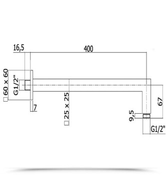 40 CM CHROME ANGLED SHOWER ARM -  PAFFONI - ZSOF063CR