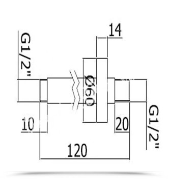BRACCIO DOCCIA A SOFFITTO LUNGHEZZA 120 MM PAFFONI ZSOF064CR