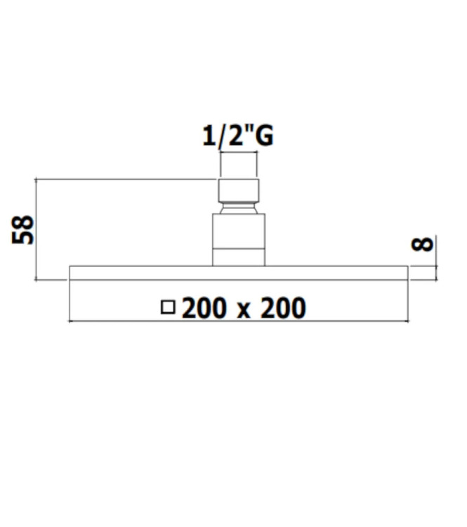 20 X 20 CM SQUARE INSPECTABLE SHOWER HEAD IN MATT BLACK METAL -  SYNCRO BY PAFFONI - ZSOF075NO