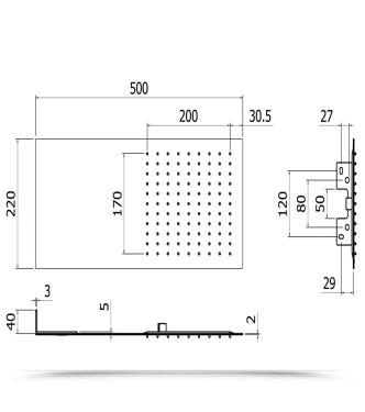 SOFFIONE DOCCIA 50X22 CM PAFFONI SLIM ZSOF117CR