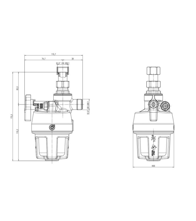 CALEFFI XP UNDER-BOILER POLYPHOSPHATE DOSING DEVICE 1/2" M X 1/2" F - 545950