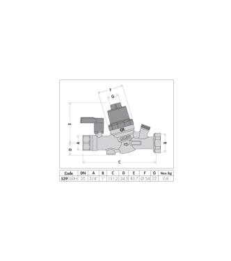 GRUPPO COMBINATO PER IL CONTROLLO DELLA PRESSIONE DEGLI IMPIANTI SANITARI CALEFFI 539050H