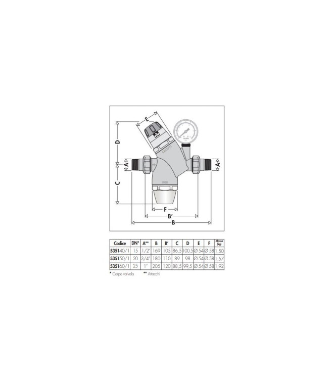 RIDUTTORE DI PRESSIONE ESTRAIBILE 1" CALEFFI 535160
