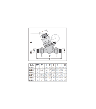 RIDUTTORE DI PRESSIONE ESTRAIBILE 1 1/4"M, CON ATTACCO MANOMETRO 1/4"F CALEFFI 535074