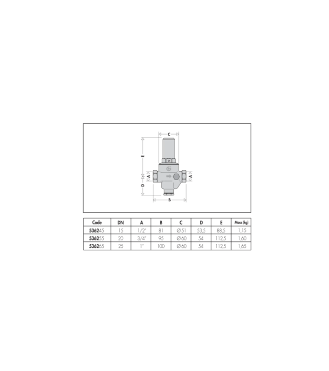 RIDUTTORE DI PRESSIONE DI SECONDO STADIO, CON CARTUCCIA ESTRAIBILE. ATTACCO 3/4"F CALEFFI 536255