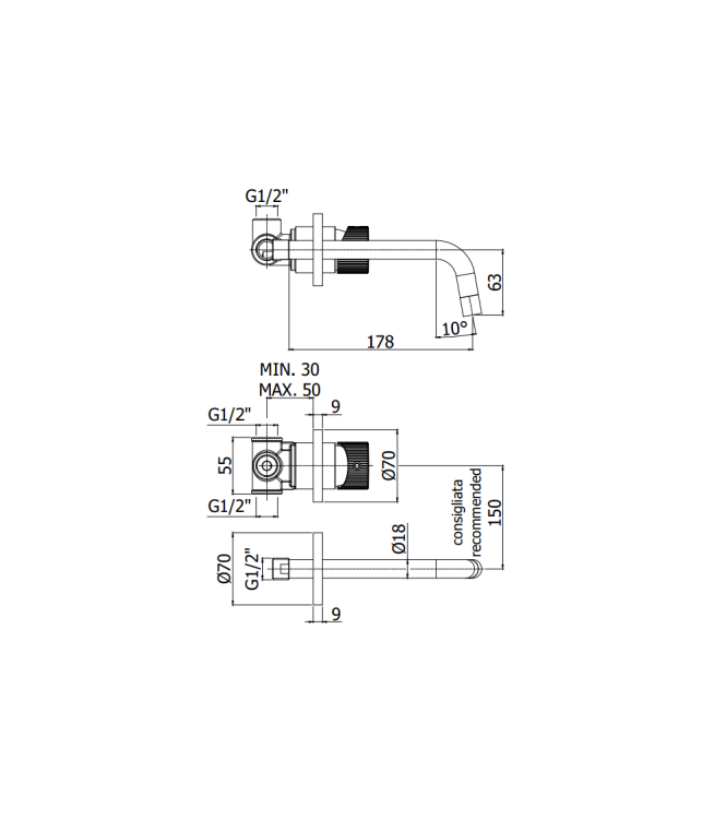 MISCELATORE INCASSO PER VASCA PAFFONI SERIE JO JO001CR