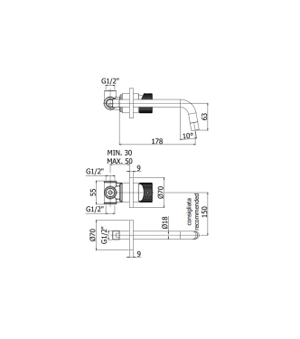 MISCELATORE INCASSO PER VASCA PAFFONI SERIE JO JO001CR