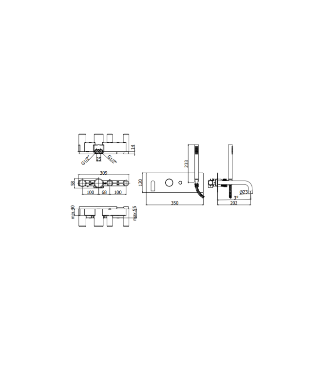 MISCELATORE LAVABO AD INCASSO CON BOCCA L. 178 MM PAFFONI SERIE JO JO006NO70