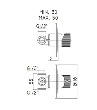 BATTERIA INCASSO LAVABO 3 FORI CON BOCCA L. 245 MM PAFFONI SERIE JO JO008NO