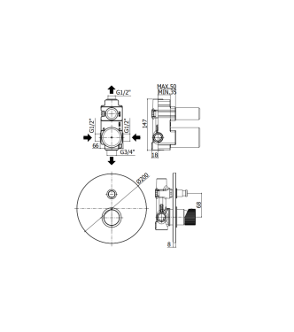 MISCELATORE INCASSO DOCCIA 2 USCITE PAFFONI SERIE JO JO015NO