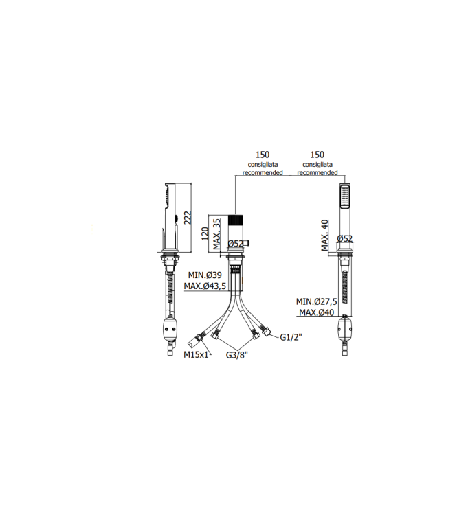 MISCELATORE LAVABO A PAVIMENTO PAFFONI SERIE JO JO031NO