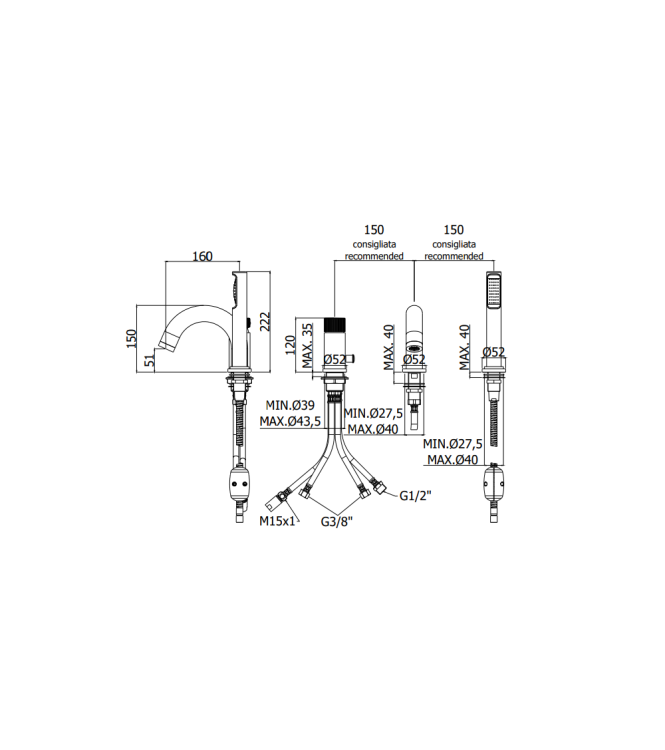 MISCELATORE A PAVIMENTO PER VASCA PAFFONI SERIE JO JO032CR