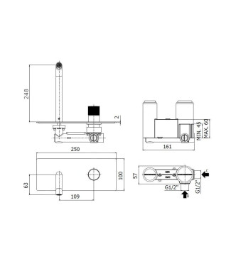 MISCELATORE LAVABO AD INCASSO CON BOCCA L. 178 MM PAFFONI SERIE JO JO105NO70