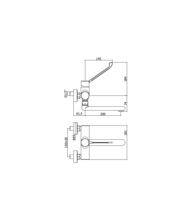 Miscelatore a parete per lavello con leva clinica Paffoni serie Red RED302CR