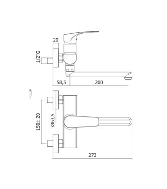 Miscelatore a parete per lavello Paffoni serie Lime LM161CR