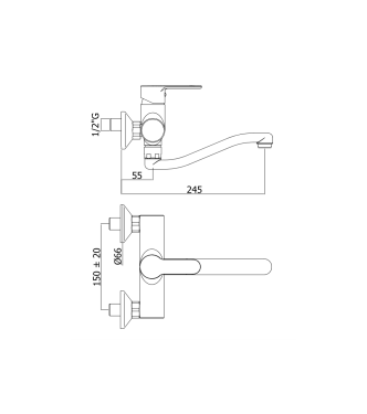 Miscelatore lavello a muro Paffoni serie Blu BLU161CR