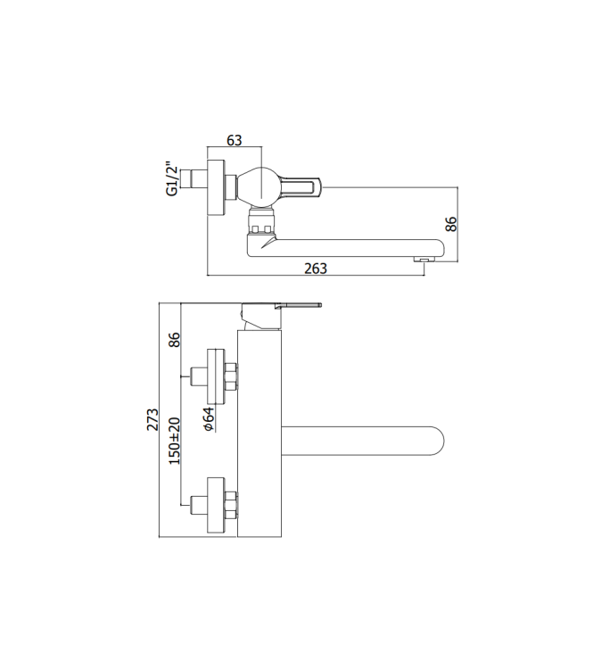 Miscelatore lavello a parete con canna orientabile Paffoni serie Ringo RIN161CR