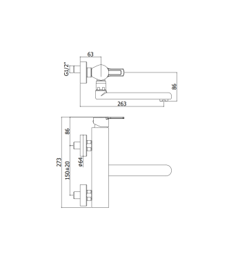 Miscelatore lavello a parete con canna orientabile Paffoni serie Ringo RIN161NO