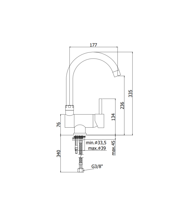 Miscelatore lavello monocomando con canna orientabile Paffoni serie Stick SK189CR