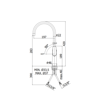 Miscelatore monocomando per lavello alto con canna orientabile Paffoni serie Candy CA180CR