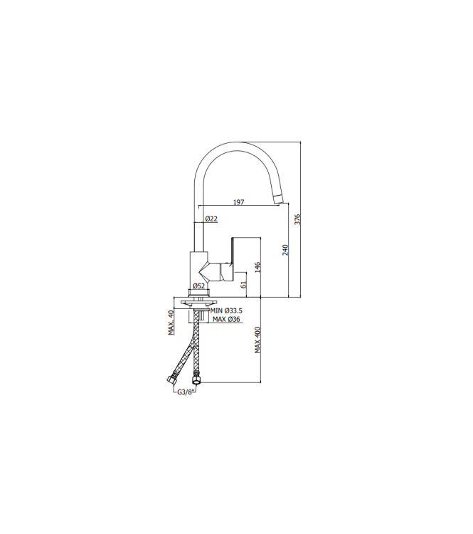 Miscelatore monocomando per lavello con canna alta Paffoni serie Red RED180CR