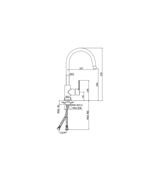 Miscelatore monocomando per lavello con canna alta Paffoni serie Red RED180CR