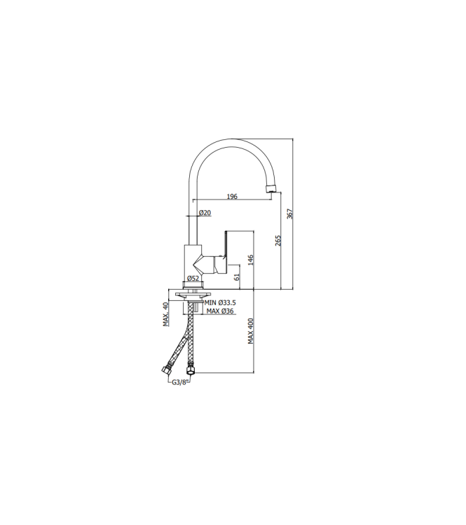 Miscelatore monocomando per lavello con canna alta Paffoni serie Red RED181CR