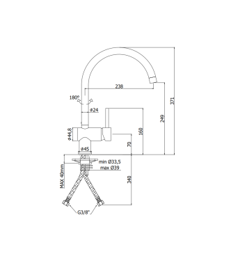 Miscelatore monocomando per lavello con canna orientabile bianco opaco Paffoni serie Light LIG280BO