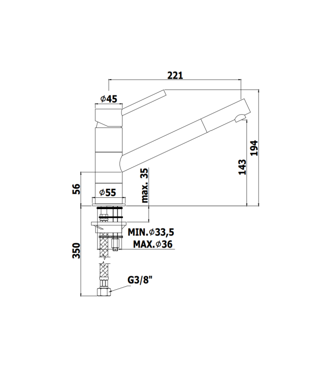 Miscelatore monocomando per lavello con canna orientabile Paffoni serie Birillo BI182CR