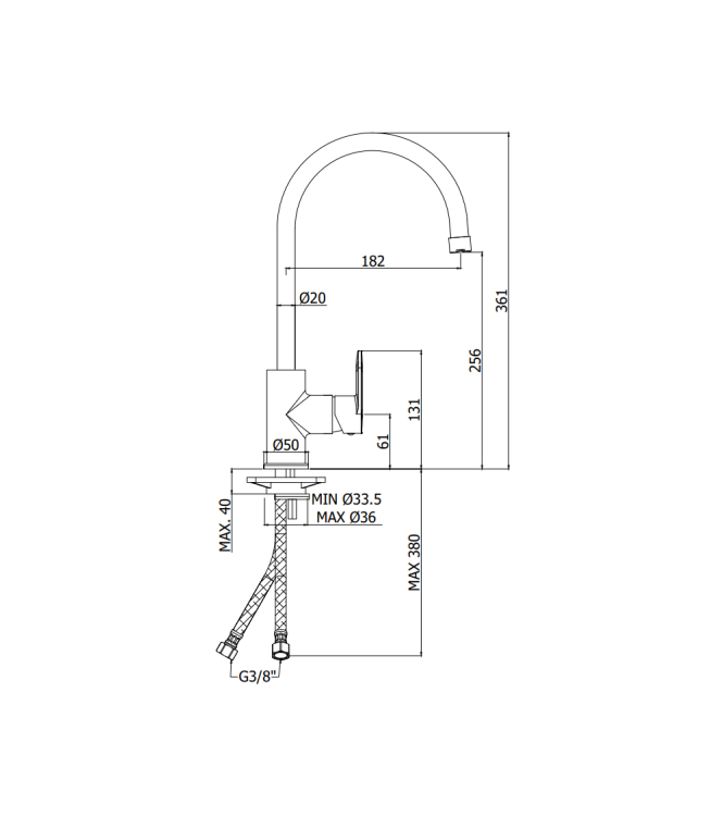 Miscelatore monocomando per lavello con canna orientabile Paffoni serie Candy CA181CR