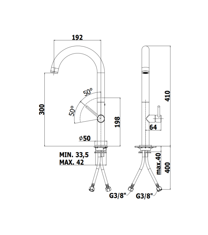 Miscelatore monocomando per lavello con canna orientabile Paffoni serie Chef CH180CR