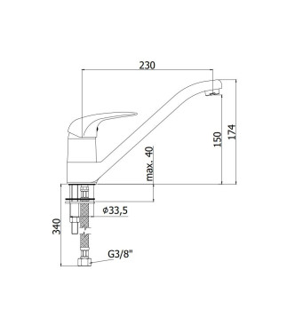 Miscelatore monocomando per lavello con canna orientabile Paffoni serie Duemila DU182CR