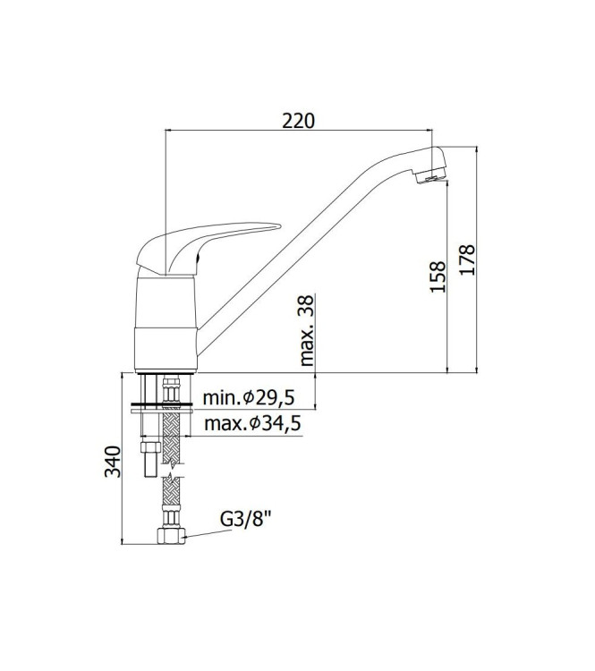 Miscelatore monocomando per lavello con canna orientabile Paffoni serie Duemila DU182TCR