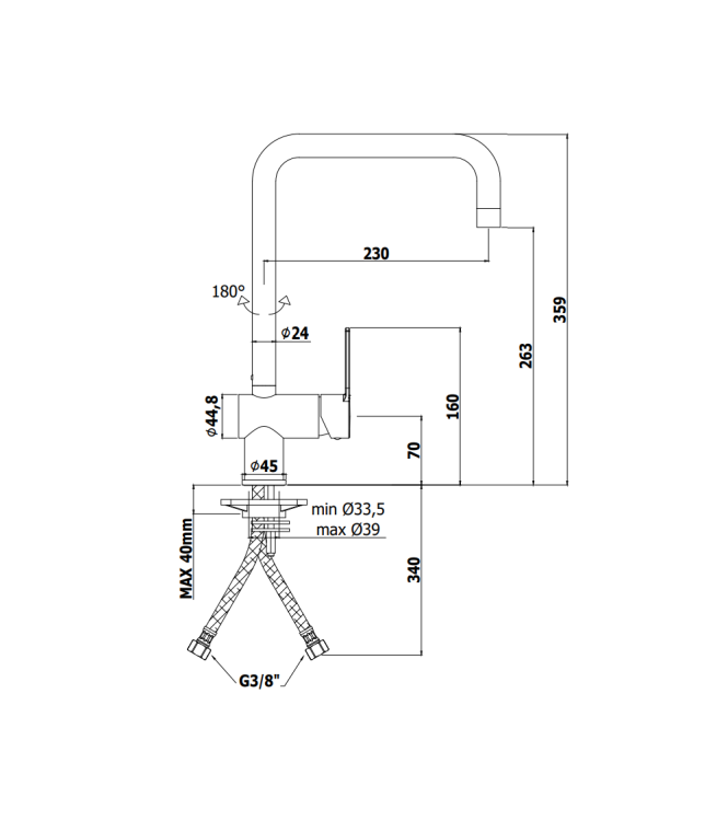 Miscelatore monocomando per lavello con canna orientabile Paffoni serie Ringo RIN980NO