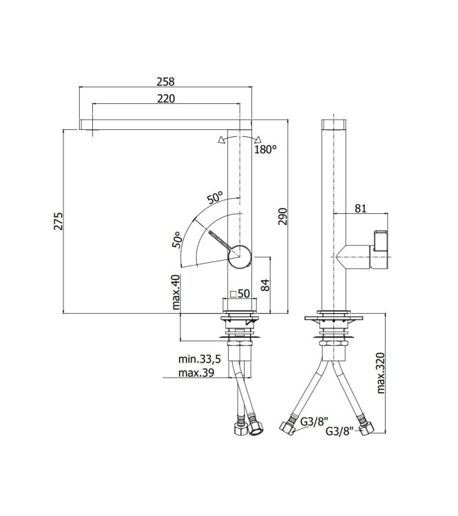 Miscelatore monocomando per lavello con canna orientabile Paffoni serie Rock RO987CR