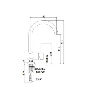 Miscelatore monocomando per lavello con canna orientabile Paffoni serie Stick SK180CR